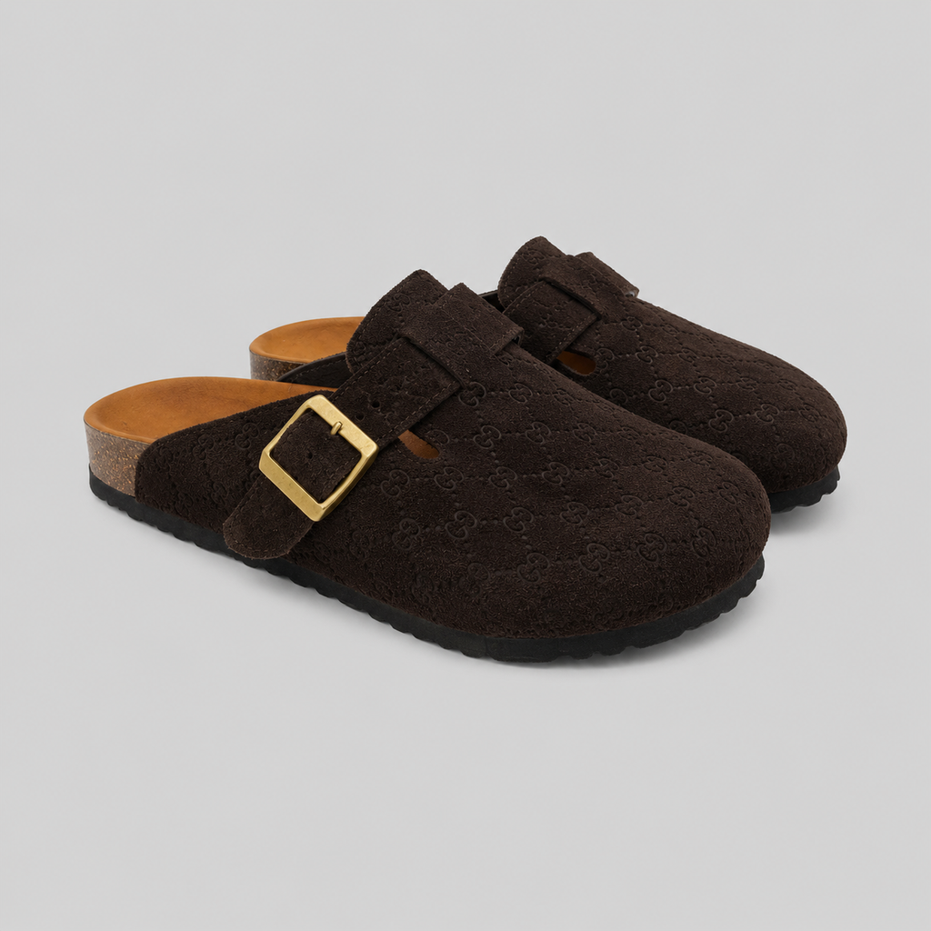 MONOGRAM CLOGS – DARK BROWN