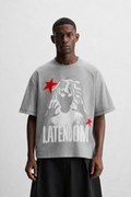 LATENOOM – Shadow Star Tee Gray  (Box Fit)