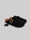 MONOGRAM CLOGS — BLACK