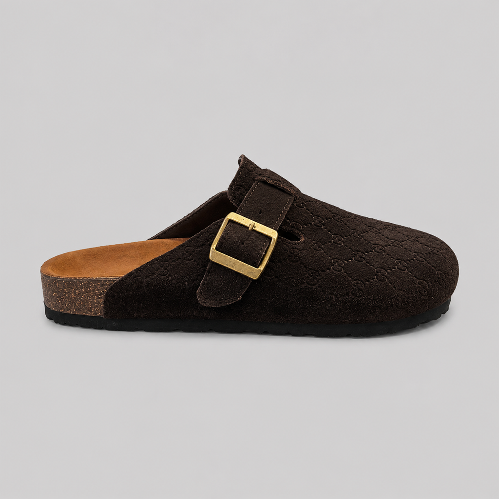 MONOGRAM CLOGS – DARK BROWN