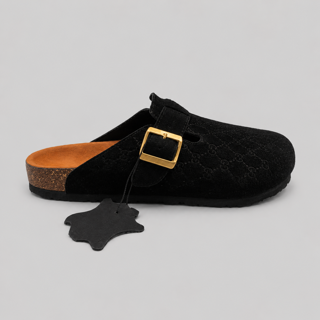 MONOGRAM CLOGS — BLACK