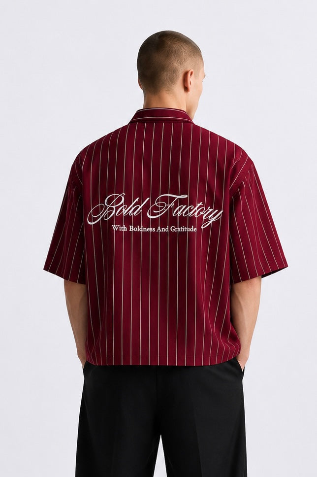 LATENUOM Signature Box Fit Shirt Burgundy
