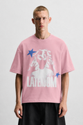 LATENOOM – Shadow Star Tee pink  (Box Fit )