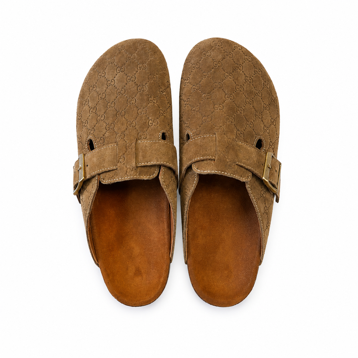 MONOGRAM CLOGS — BROWN