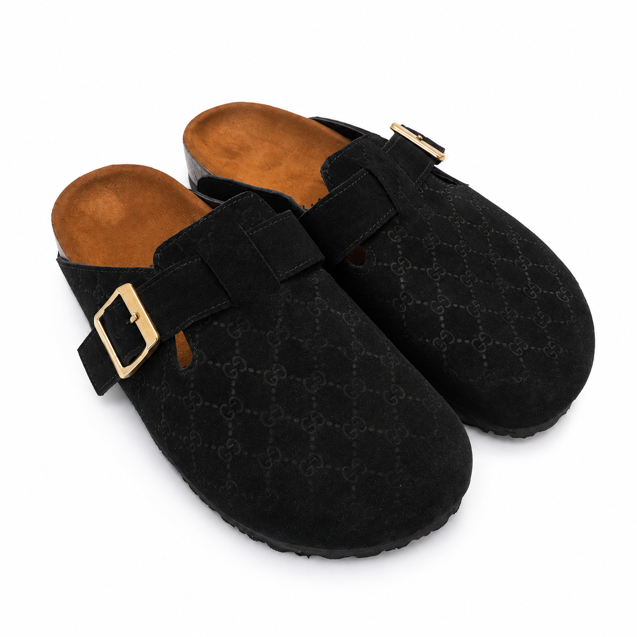 MONOGRAM CLOGS — BLACK