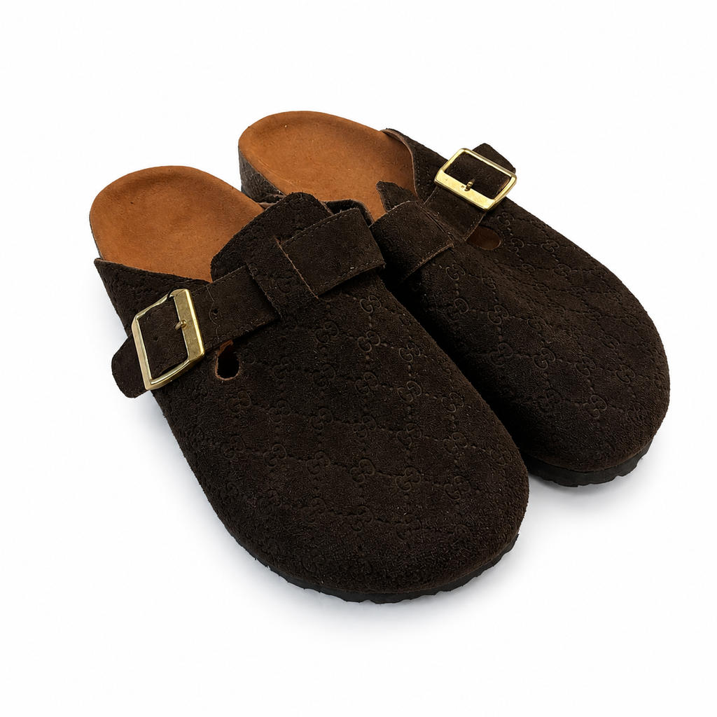 MONOGRAM CLOGS – DARK BROWN
