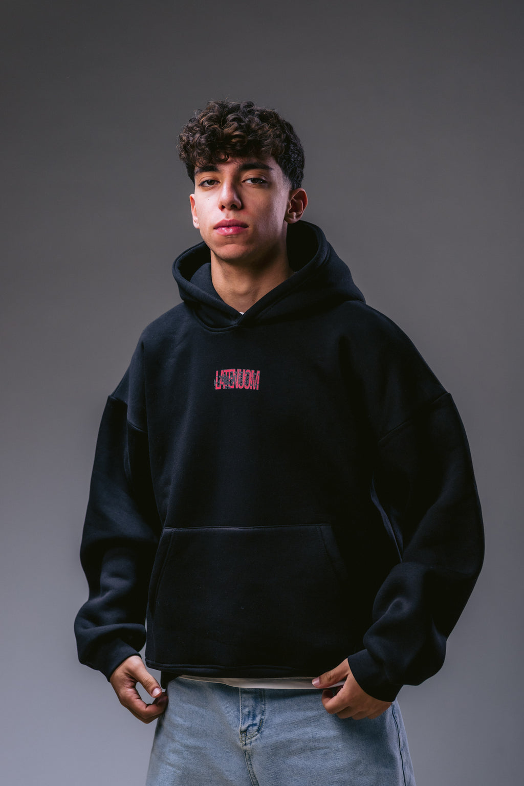 RED LATENUOM Hoodie with an oversized